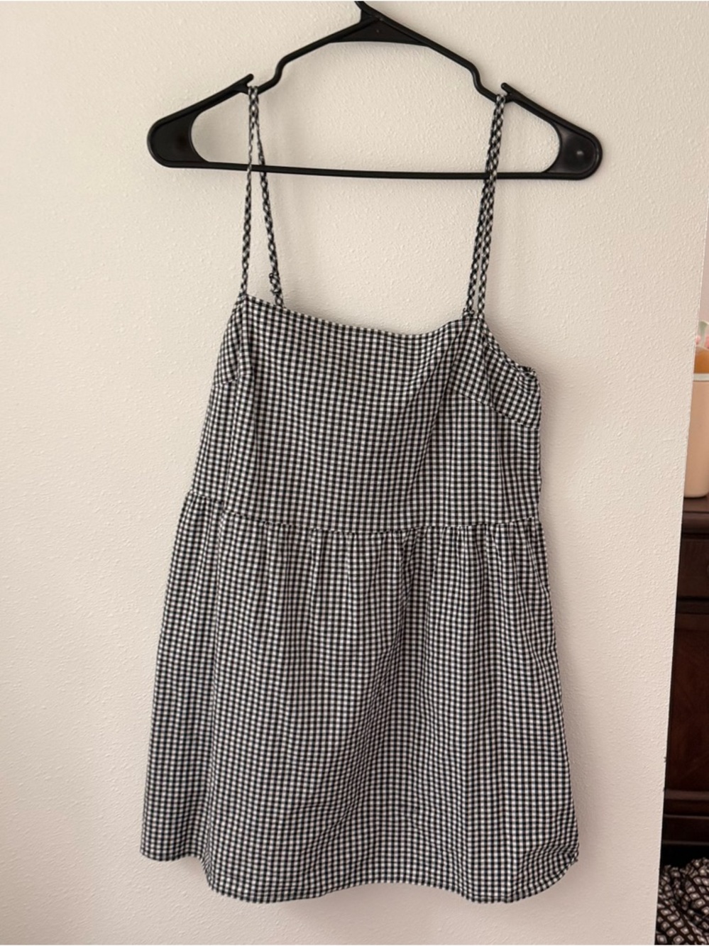 Urban Outfitters Black & White Gingham Spaghetti Strap Dress